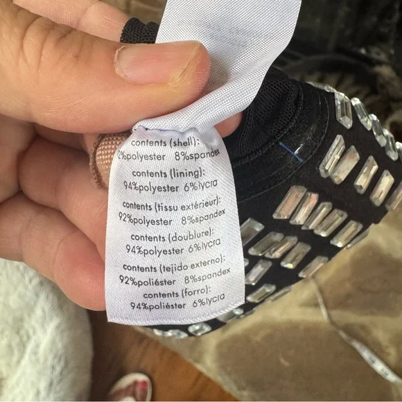 REVOLVE WeWoreWhat black crystal spandex bandeau top cropped strapless party - Picture 8 of 8